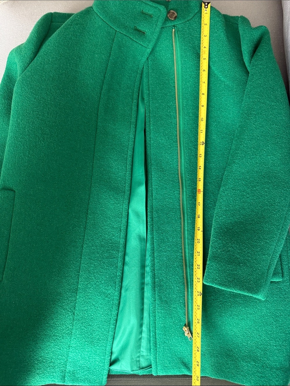 J. Crew Emerald Green Wool Zip-Front Pea Coat Size 6 - Picture 8 of 13